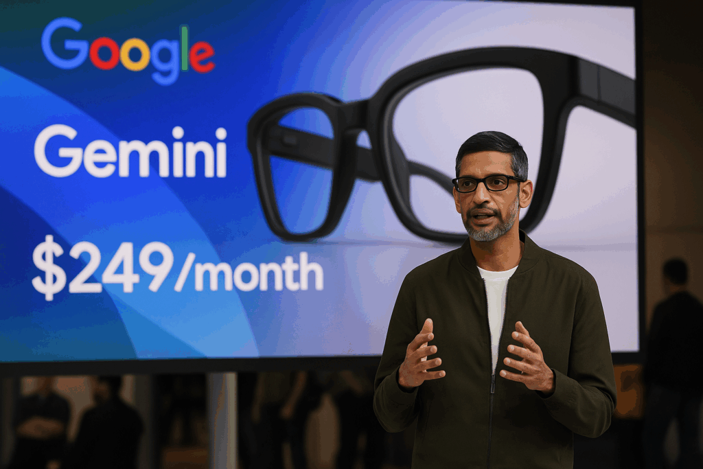 Google accelera sull’Intelligenza Artificiale: Gemini, smart glasses e un piano Ultra da 249 dollari al mese per sfidare OpenAI