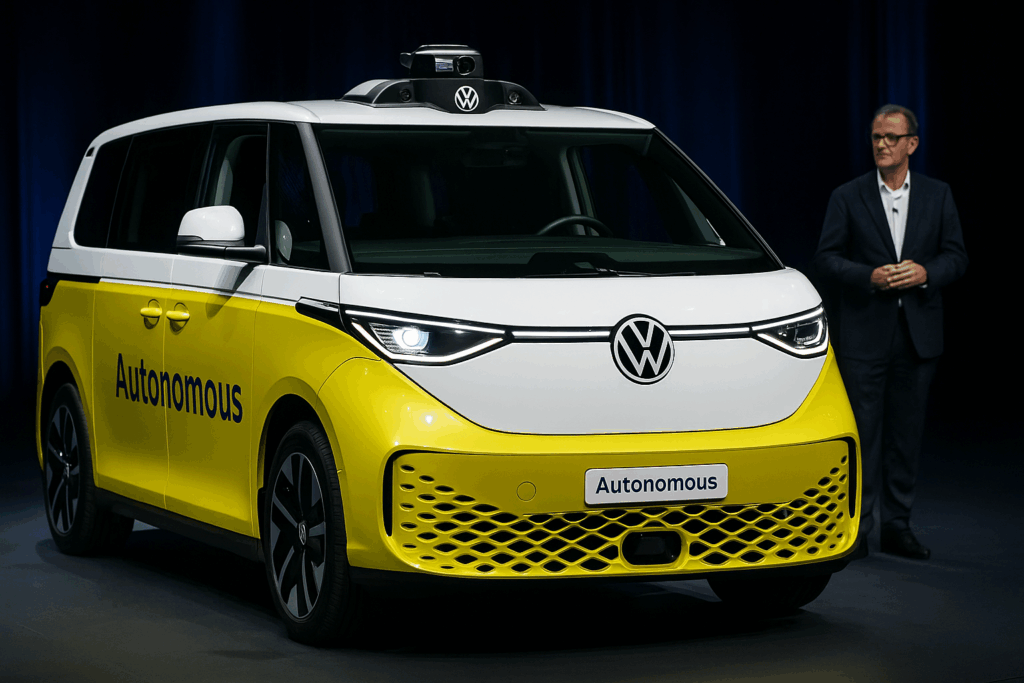 Volkswagen lancia la sfida a Waymo e Tesla con il suo robotaxi ID.Buzz AD