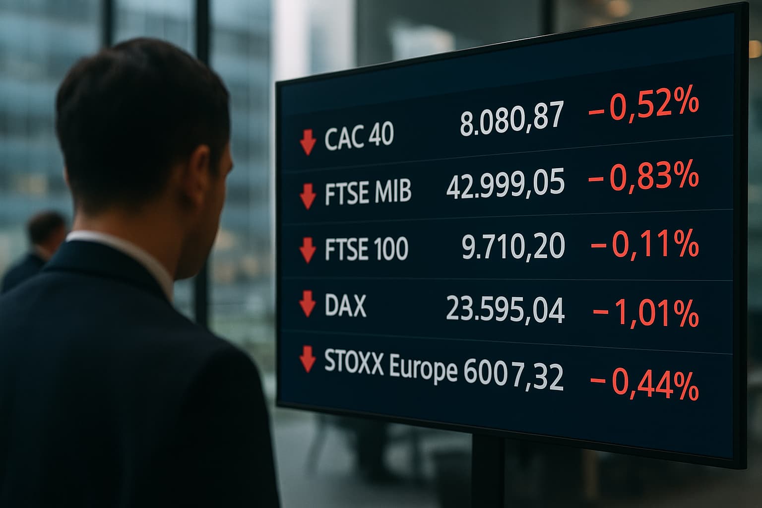 Europa in rosso: mercati in affanno tra Fed, geopolitica e la nuova faglia del 2025