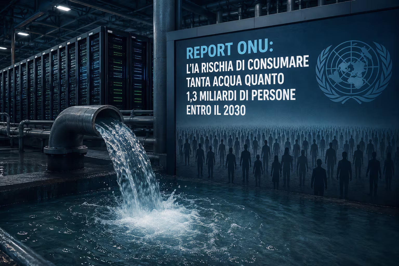 ONU: l’IA rischia di consumare tanta acqua quanto 1,3 miliardi di persone entro il 2030